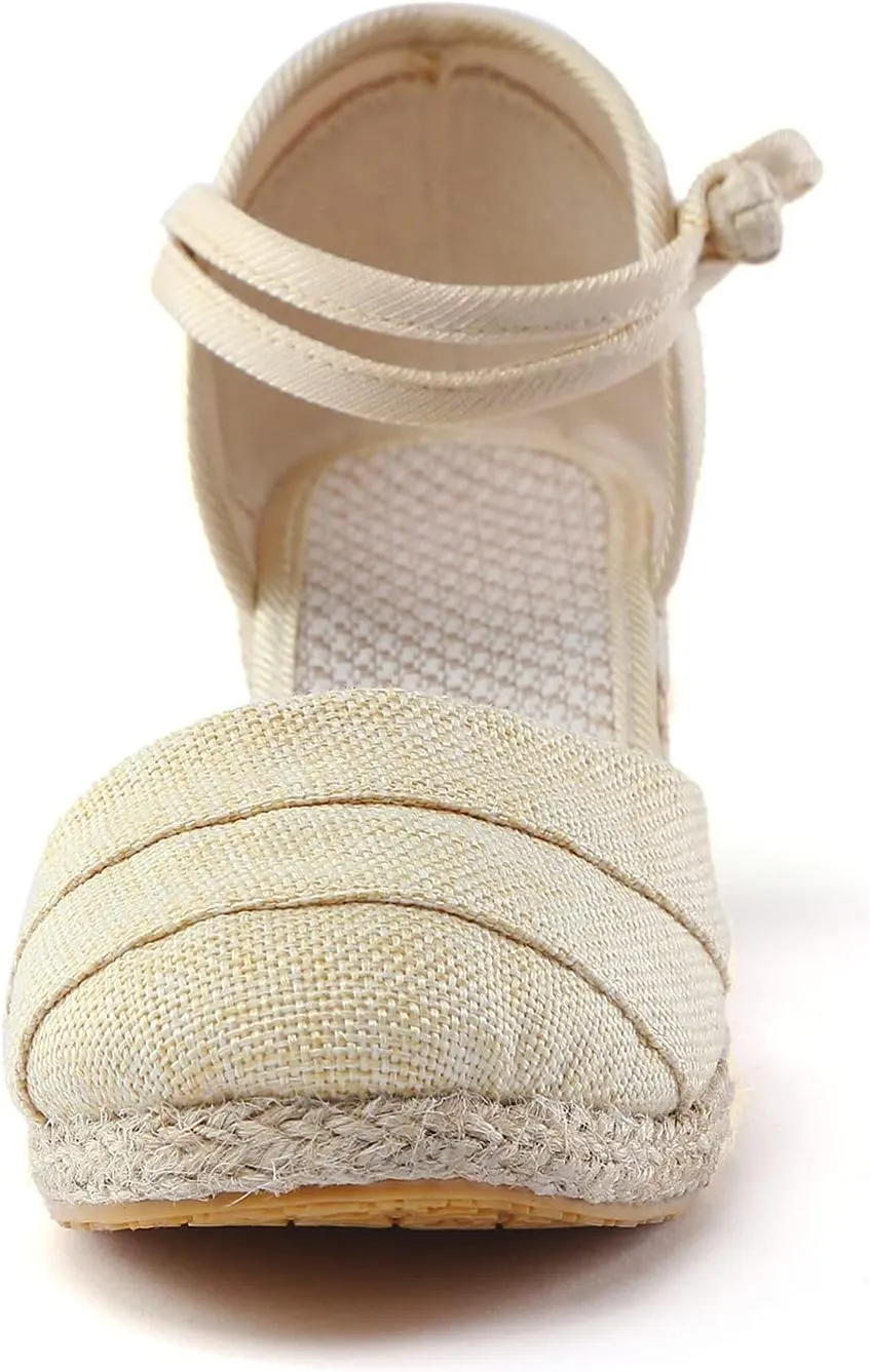 2025 New Sandals for Women Dressy Summer Women's Ankle Strap Closed Toe Espadrille Wedge Sandals Dressy Platform Wedge Sandals Casual Shoes Closed Toe Sandals Beach Anti-Slip Sandals