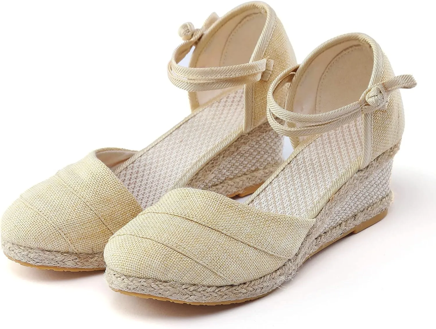 2025 New Sandals for Women Dressy Summer Women's Ankle Strap Closed Toe Espadrille Wedge Sandals Dressy Platform Wedge Sandals Casual Shoes Closed Toe Sandals Beach Anti-Slip Sandals