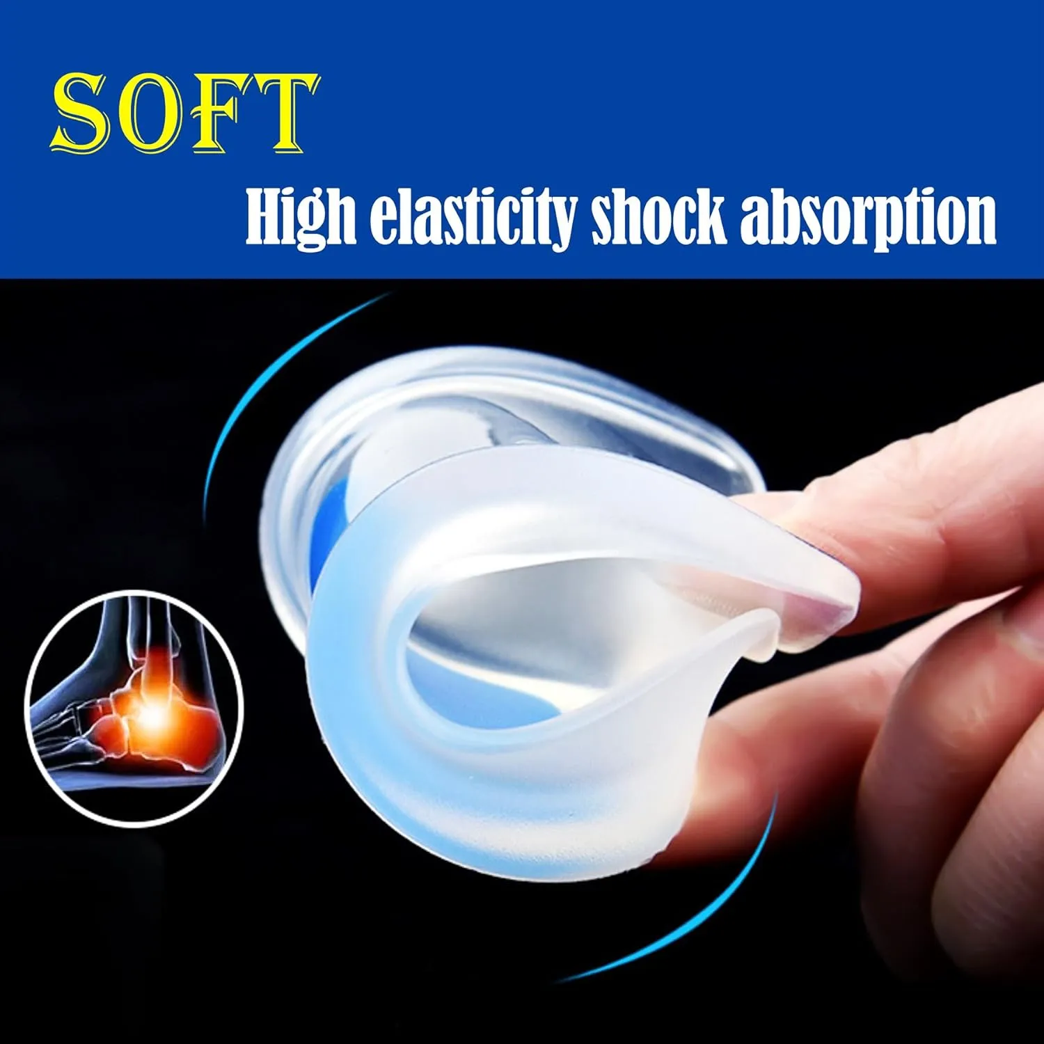 4pack-Gel Heel Cups for Kid's SportTraction Shock Absorbing Lightweight/Kids Heel Cups for Heel Pain Heels, Ankle Pain, Plantar Fasciitis, or Heel Spurs (Kid's 5-8 Women 7-10)