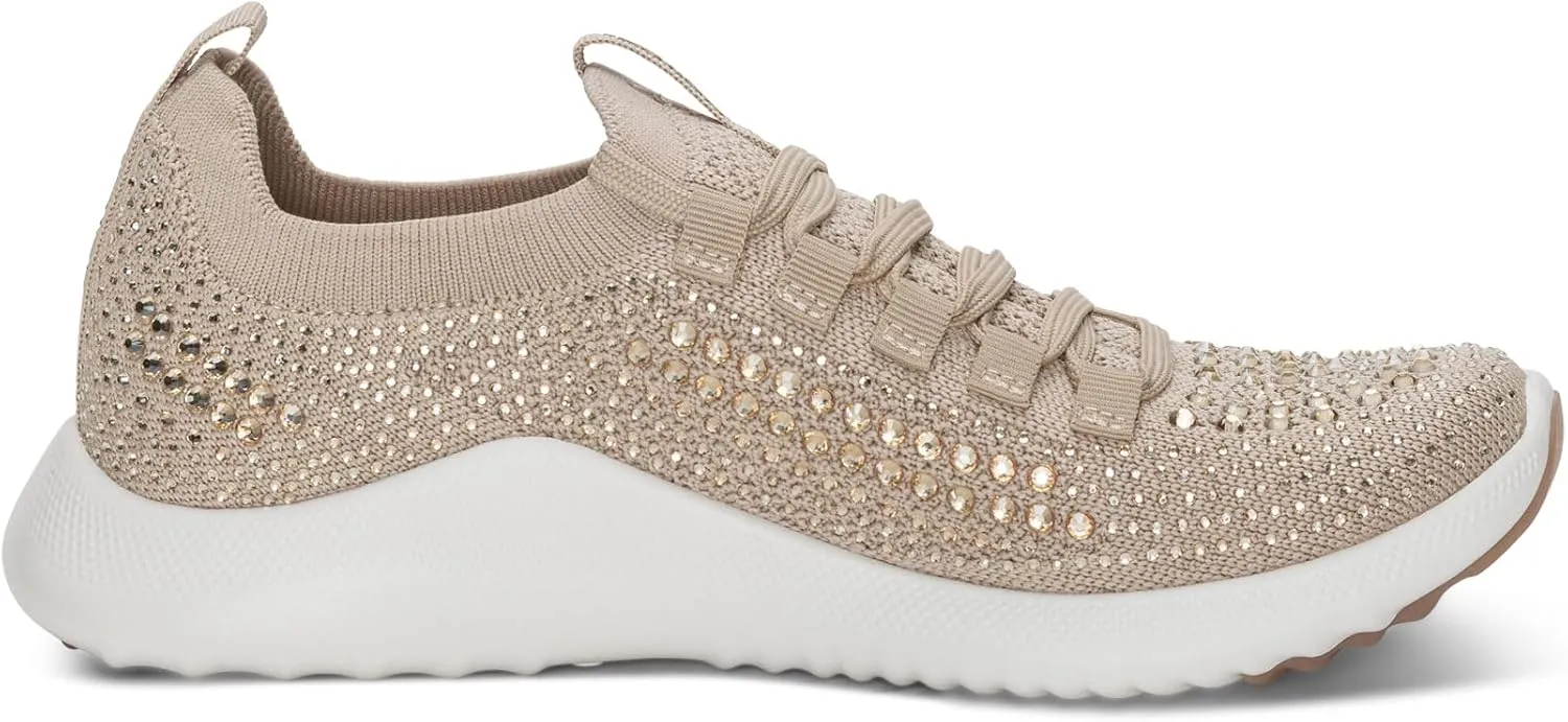 Aetrex Women's Carly Sparkle Orthopedic Arch Support Knit Sneakers for Women - Plantar Fasciitis Relief Womens Sneakers w/ Lace up