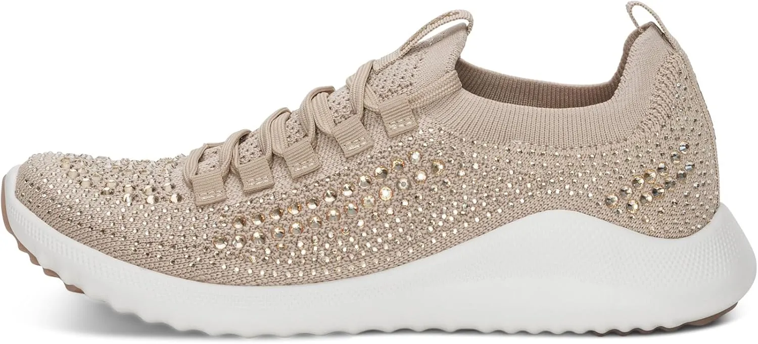 Aetrex Women's Carly Sparkle Orthopedic Arch Support Knit Sneakers for Women - Plantar Fasciitis Relief Womens Sneakers w/ Lace up
