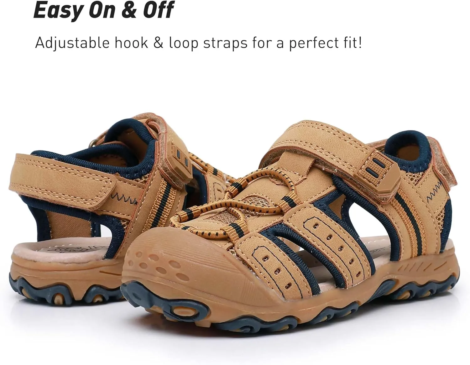 Ahannie Boys Girls Outdoor Sport Sandals,Kids Closed Toe Beach Sandals, Toddler Summer Shoes