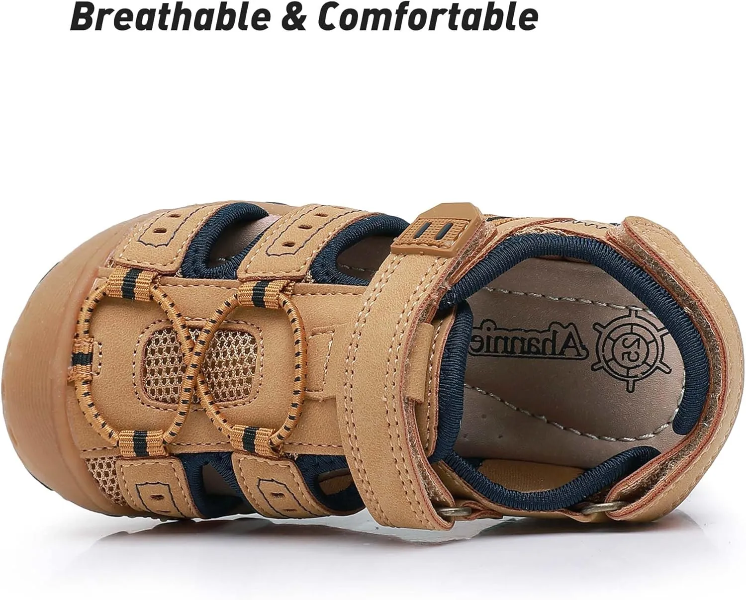 Ahannie Boys Girls Outdoor Sport Sandals,Kids Closed Toe Beach Sandals, Toddler Summer Shoes