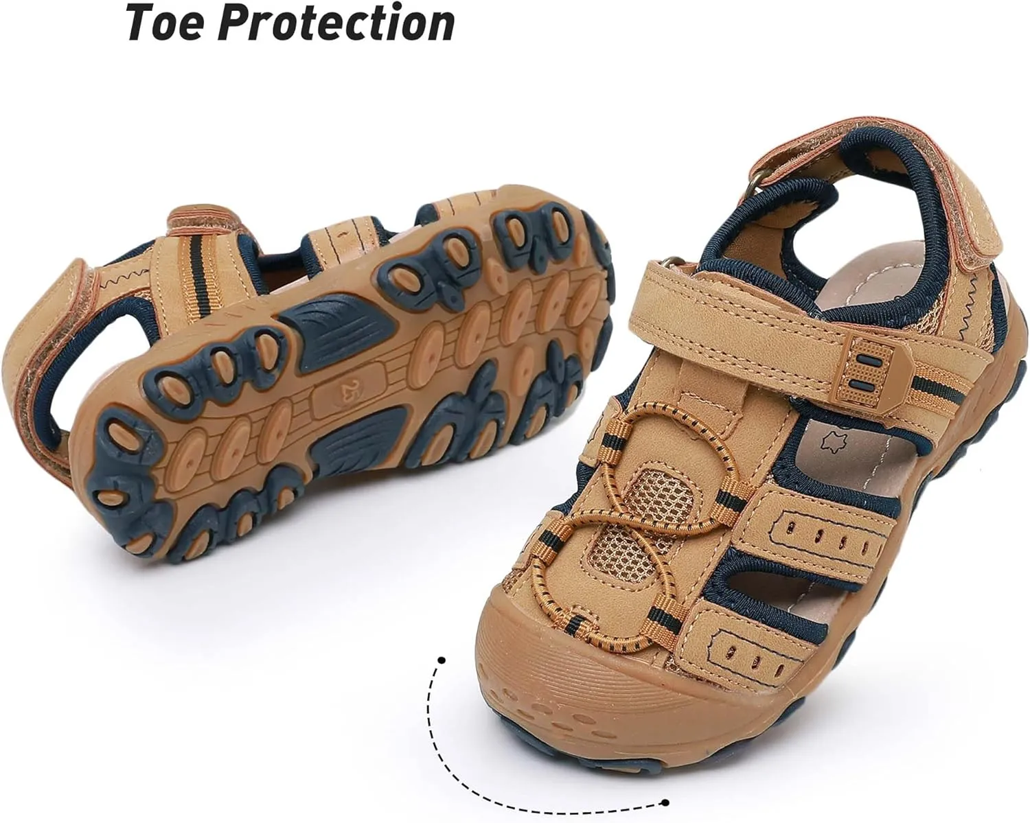Ahannie Boys Girls Outdoor Sport Sandals,Kids Closed Toe Beach Sandals, Toddler Summer Shoes