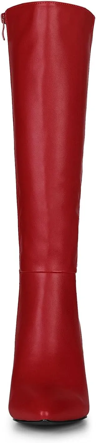Allegra K Women's High Heels Pointed Toe Stiletto Heel Knee High Boots