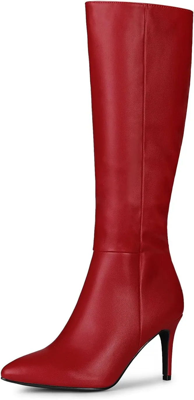 Allegra K Women's High Heels Pointed Toe Stiletto Heel Knee High Boots