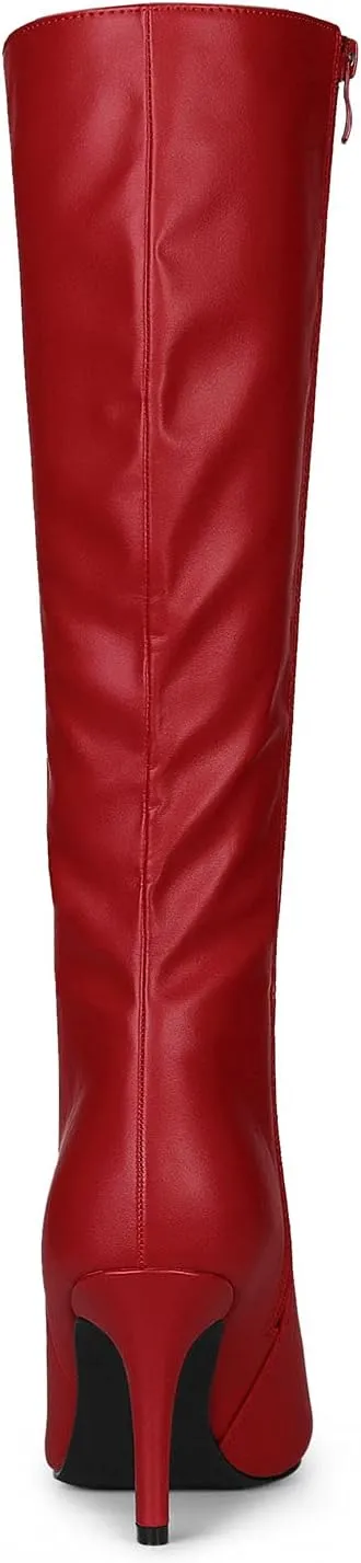 Allegra K Women's High Heels Pointed Toe Stiletto Heel Knee High Boots
