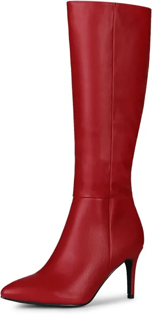 Allegra K Women's High Heels Pointed Toe Stiletto Heel Knee High Boots