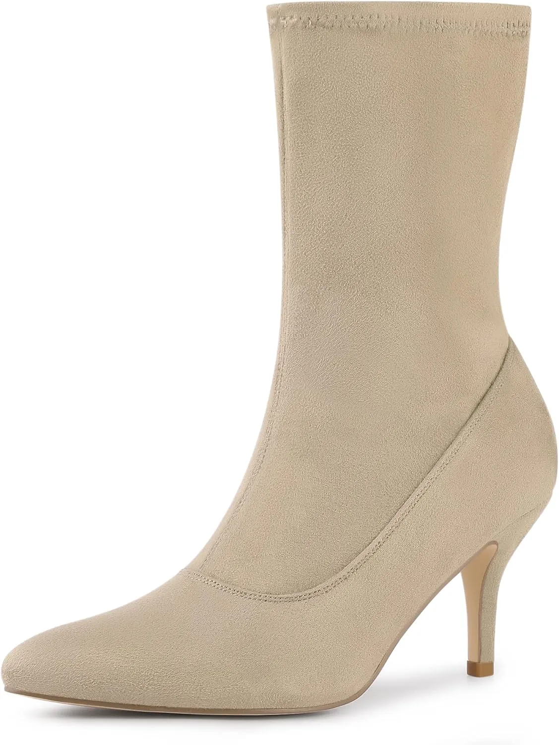 Allegra K Women's Pointy Toe Stretch Sock Stiletto Heels Ankle Boots