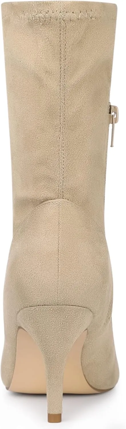 Allegra K Women's Pointy Toe Stretch Sock Stiletto Heels Ankle Boots