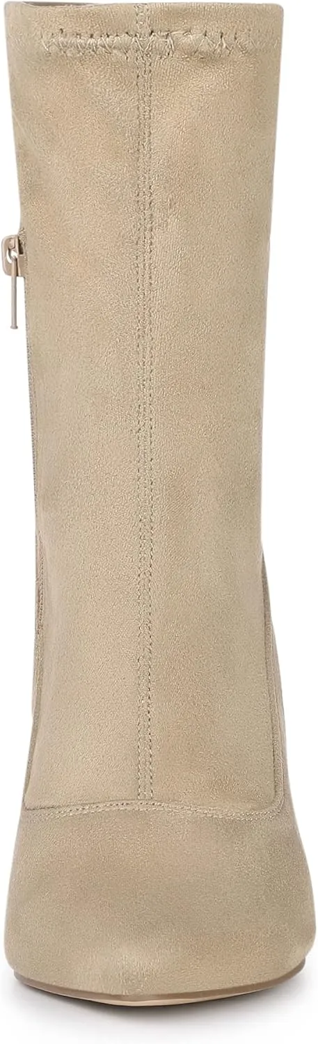 Allegra K Women's Pointy Toe Stretch Sock Stiletto Heels Ankle Boots