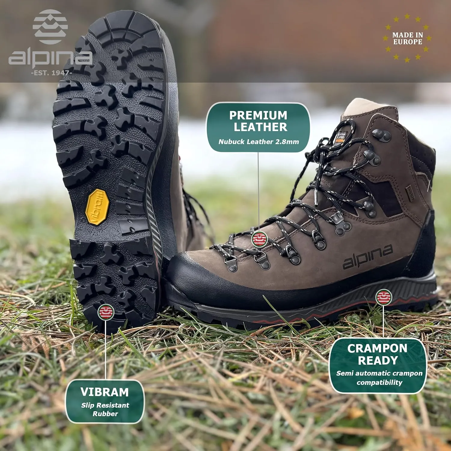 Alpina Nepal Men's Leather Boots | Waterproof Vibram Hiking