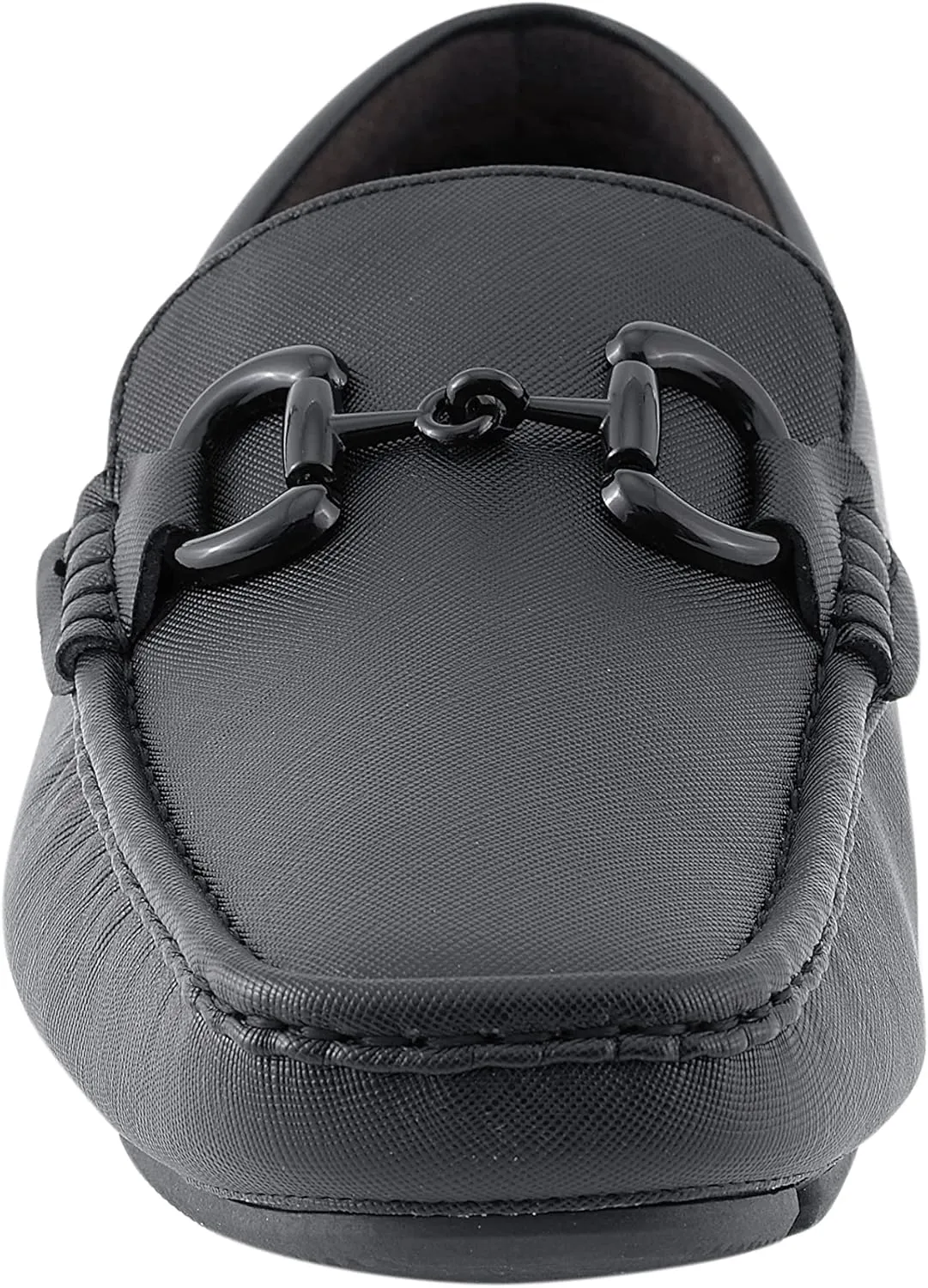 Amali Driving Moccasins, Faux Leather with Enamel Horse-Bit Ornament & Soft Lining, Comfortable & Stylish Mens Dress Loafers for Everyday Wear