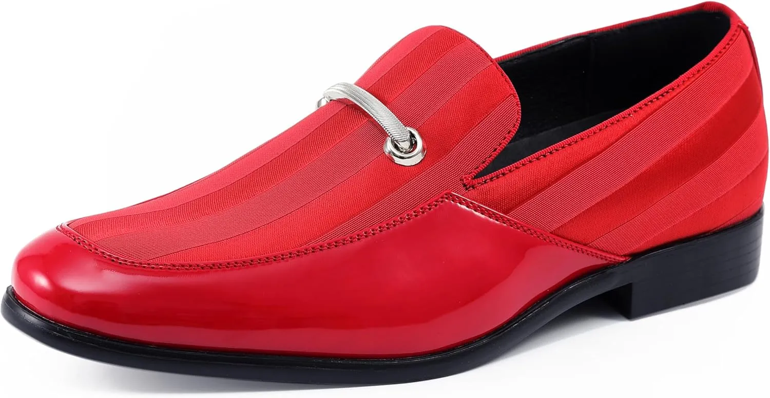 Amali Fay Velvet Men’s Slip-On Shoes with Gold Chain Ornament Dress Shoes for Men Velvet Formal Loafers for Men The Original Smoking Men Tuxedo Dress Shoes