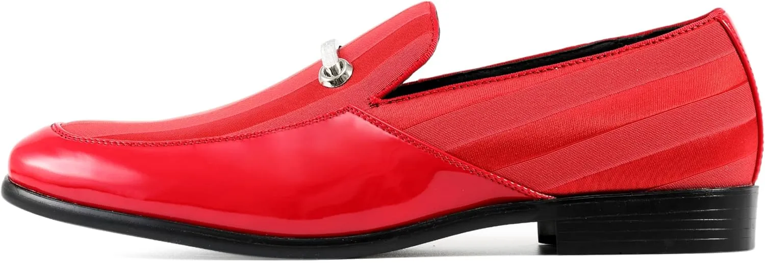 Amali Fay Velvet Men’s Slip-On Shoes with Gold Chain Ornament Dress Shoes for Men Velvet Formal Loafers for Men The Original Smoking Men Tuxedo Dress Shoes