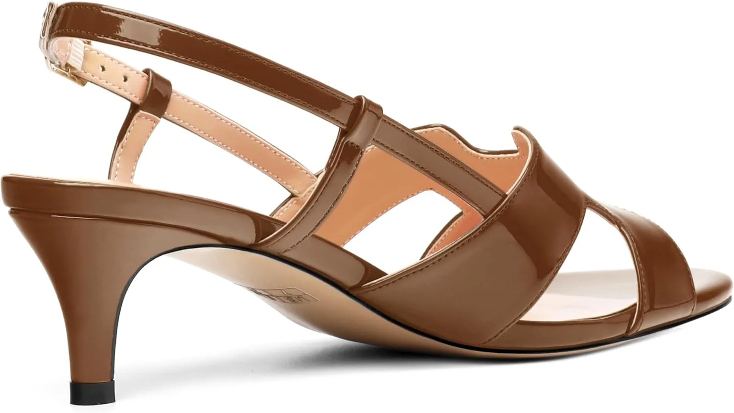 AMBELIGHT Womens Dressy Heels Buckle Dating Patent Slingback Pumps Open Toe Kitten Low Heel Heeled Sandals 2 Inch