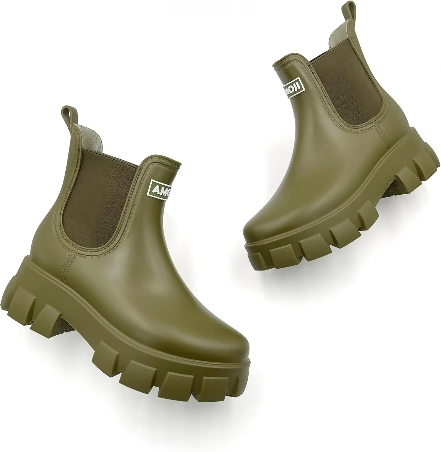 Amoji Unisex Ankle Chelsea Rain Platform Rubber Waterproof Boots 917