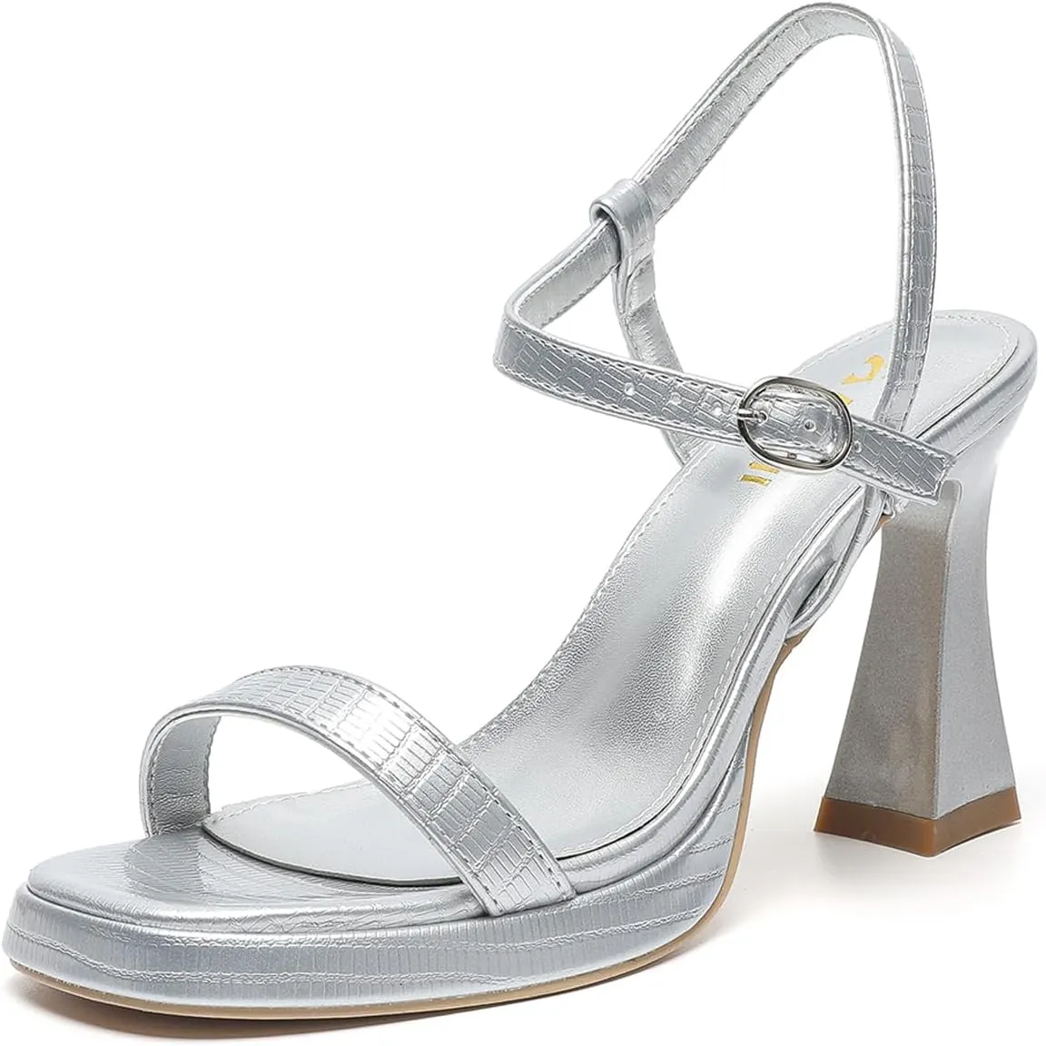 Amoji Women 4 Inches Heels Lady Platform Heeled Sandals Ankle Strap FZ323