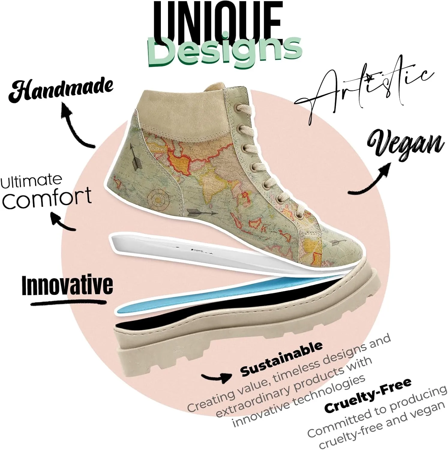 Ankle Boots for Women - Vegan Leather and Handmade Women Booties and Ankle Boots,