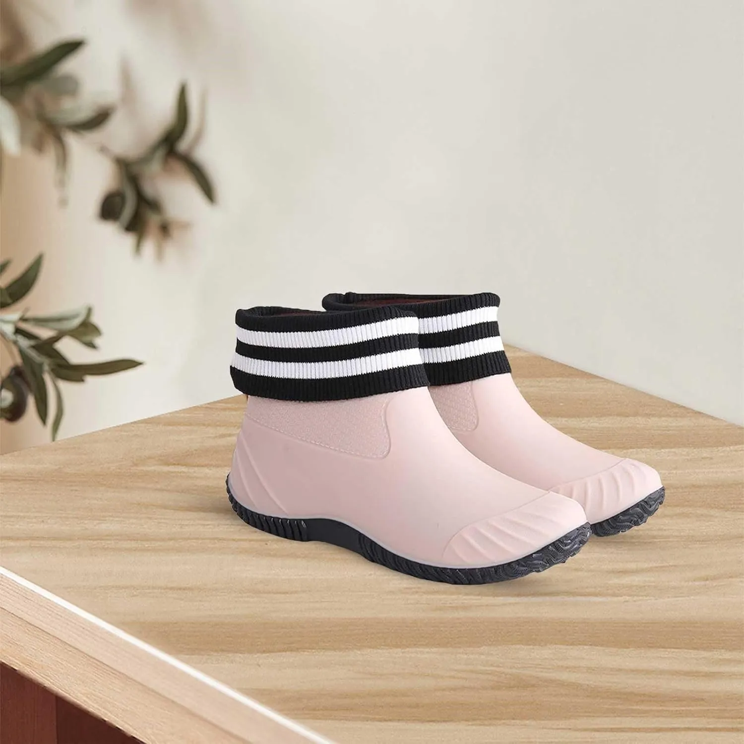Ankle Rain Boots Women Knit Lined Mens Grounded Footwear Booties with Heel Non Slip Work Barefoot Shoes Mens Rain Boots Slip On Non-Slip Rubber Waterproof Men's Snow Boots