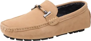 ANUFER Mens Elegant Buckle Loafers Comfort Suede Driving Shoes Stylish Moccasin Slippers