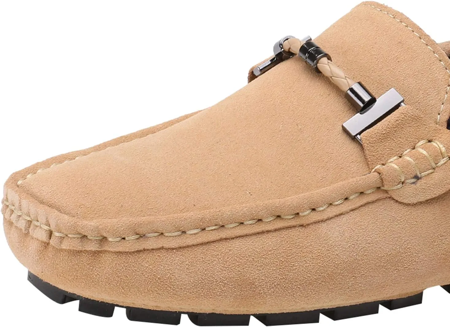 ANUFER Mens Elegant Buckle Loafers Comfort Suede Driving Shoes Stylish Moccasin Slippers