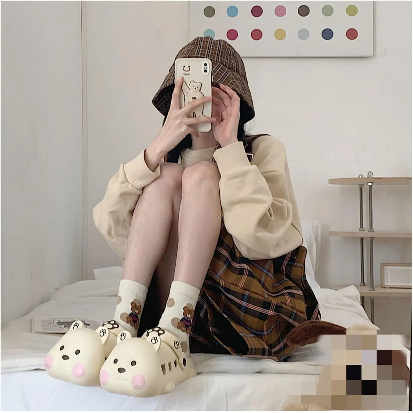 Aoakva Kawaii Slippers Kawaii Clogs Mules for Girls Women Cute Bear Summer Shower Slippers Non-Slip Beach Shoes EVA Soft Durable