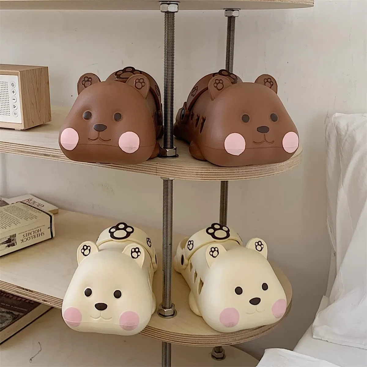 Aoakva Kawaii Slippers Kawaii Clogs Mules for Girls Women Cute Bear Summer Shower Slippers Non-Slip Beach Shoes EVA Soft Durable