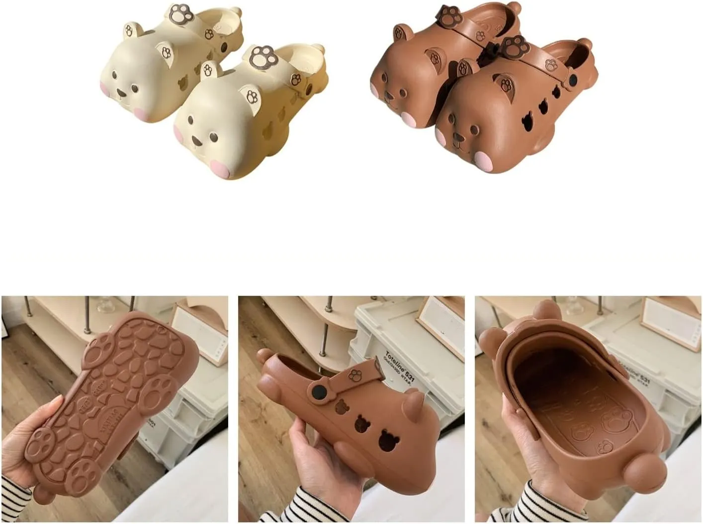Aoakva Kawaii Slippers Kawaii Clogs Mules for Girls Women Cute Bear Summer Shower Slippers Non-Slip Beach Shoes EVA Soft Durable