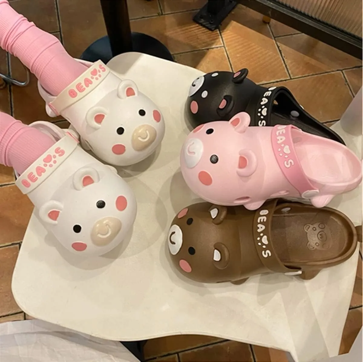 Aoakva Kawaii Slippers Kawaii Clogs Mules for Girls Women Cute Bunny Summer Shower Slippers Non-Slip Beach Shoes PVC Soft Durable
