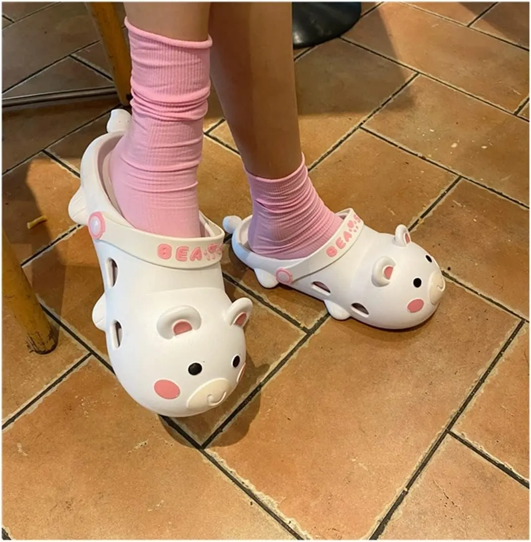 Aoakva Kawaii Slippers Kawaii Clogs Mules for Girls Women Cute Bunny Summer Shower Slippers Non-Slip Beach Shoes PVC Soft Durable