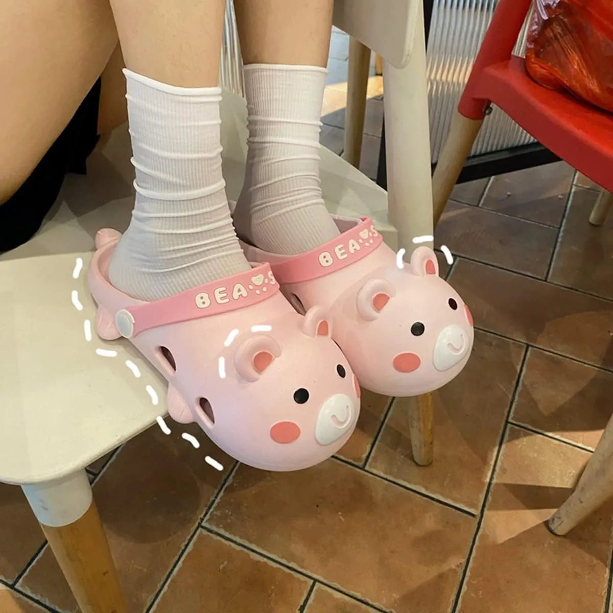 Aoakva Kawaii Slippers Kawaii Clogs Mules for Girls Women Cute Bunny Summer Shower Slippers Non-Slip Beach Shoes PVC Soft Durable