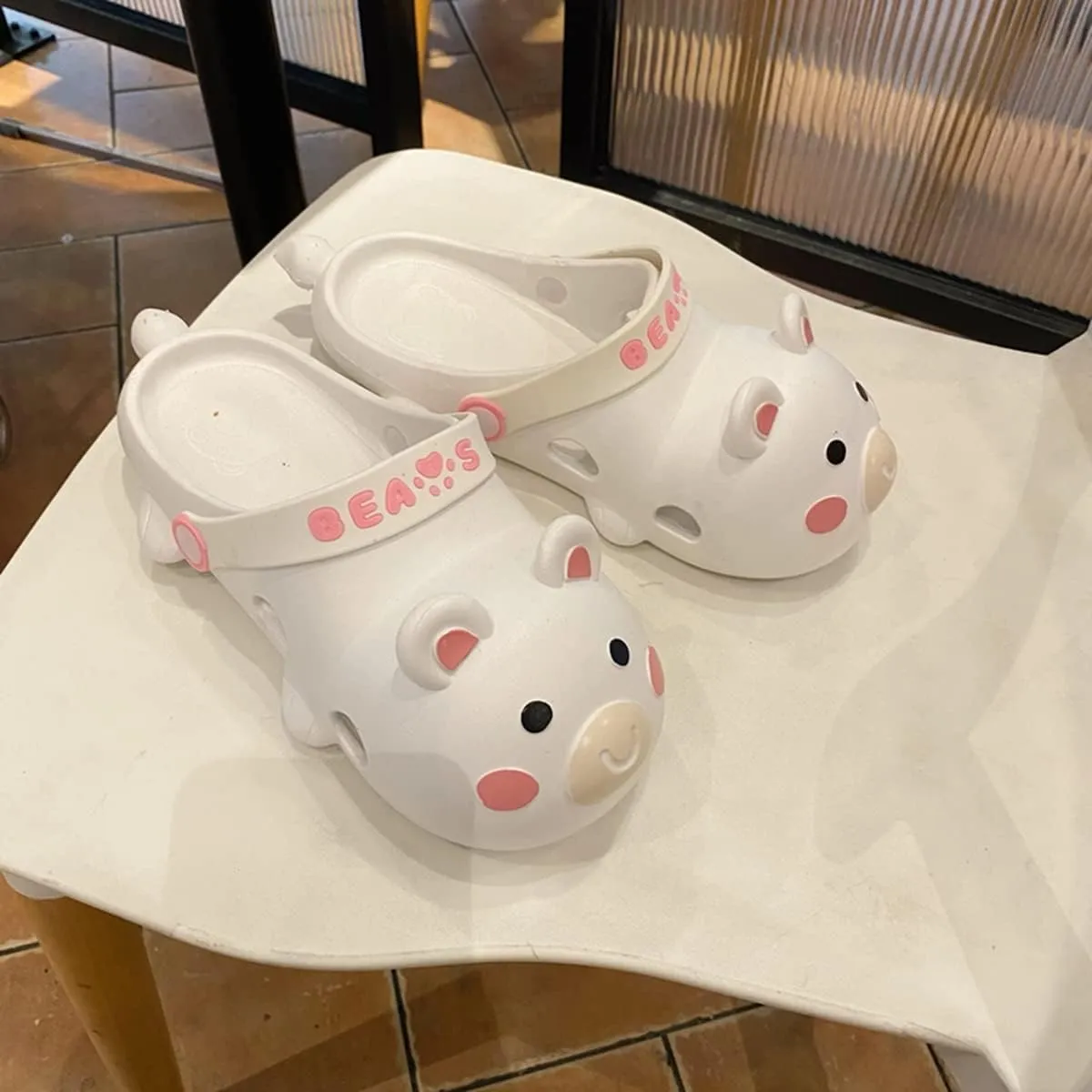 Aoakva Kawaii Slippers Kawaii Clogs Mules for Girls Women Cute Bunny Summer Shower Slippers Non-Slip Beach Shoes PVC Soft Durable