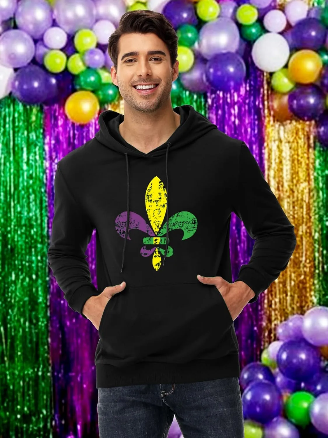 AOBUTE Mens Mardi Gras Hoodie Women St Patricks Sweatshirt Long Sleeve with Pocket