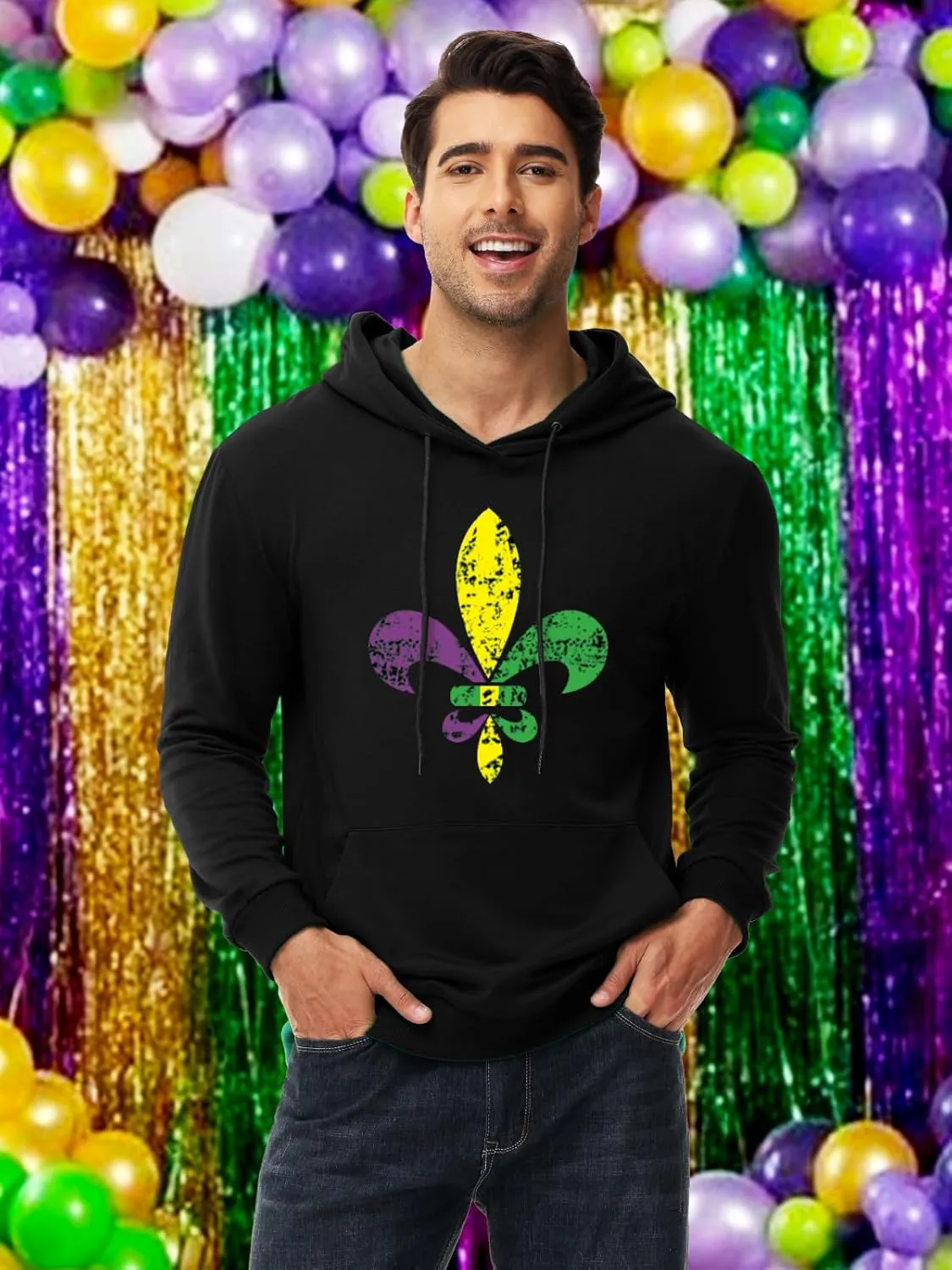 AOBUTE Mens Mardi Gras Hoodie Women St Patricks Sweatshirt Long Sleeve with Pocket