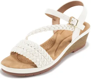Aomigoct Wedge Sandals for Women Dressy: Comfortable Strappy Womens Platform Sandals - Casual Summer Wedding Walking Shoes