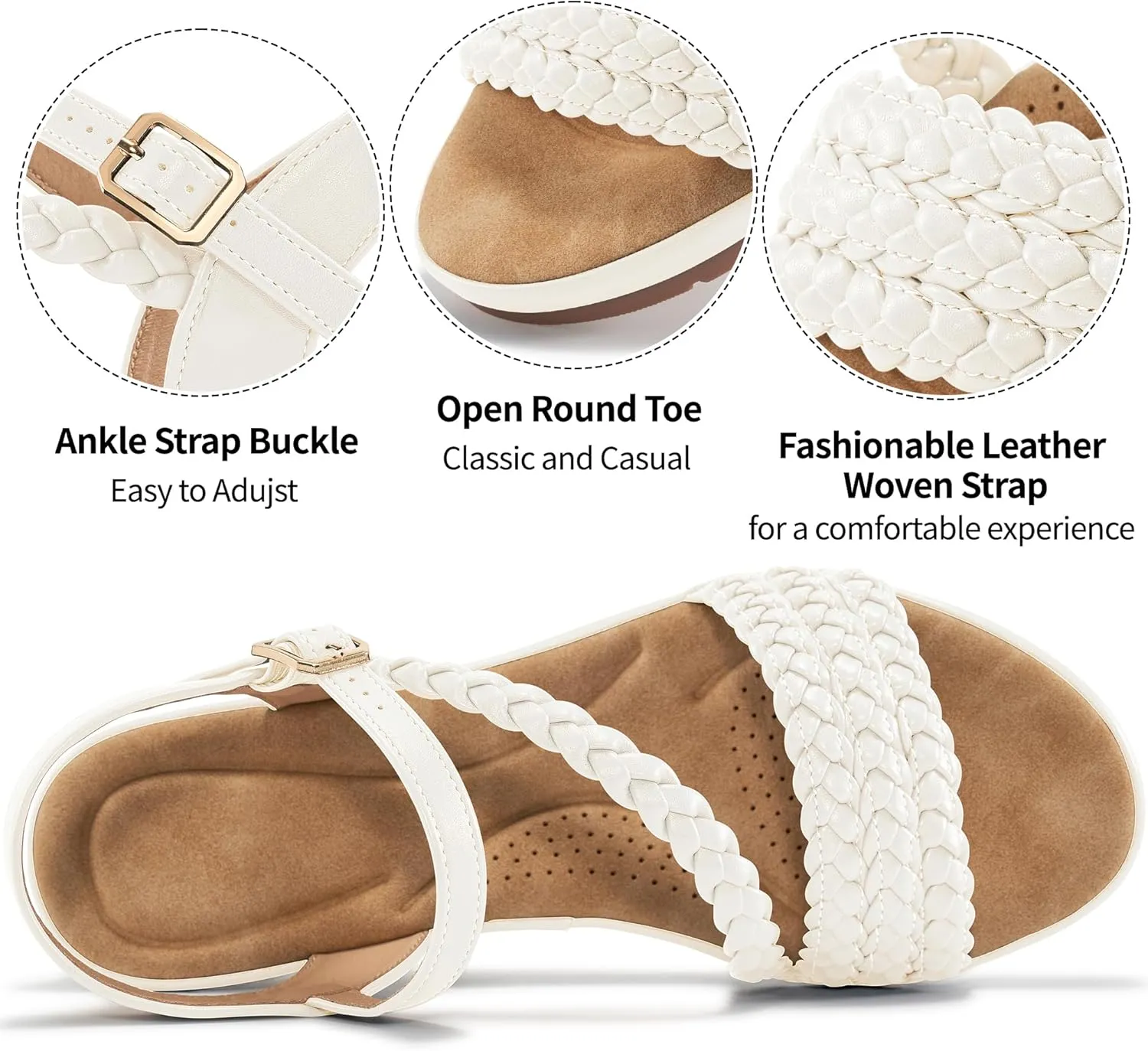 Aomigoct Wedge Sandals for Women Dressy: Comfortable Strappy Womens Platform Sandals - Casual Summer Wedding Walking Shoes