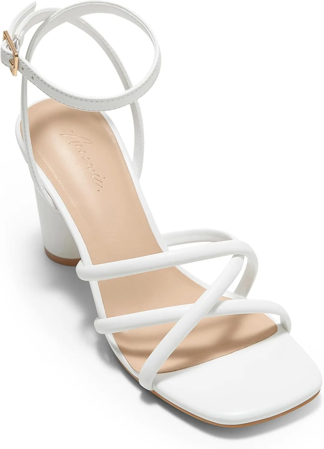 Arromic Women's Heeled Sandals - Chunky Block Heels, Strappy Square Open Toe Ankle Strap Dressy Party Wedding Prom Sandals for Women