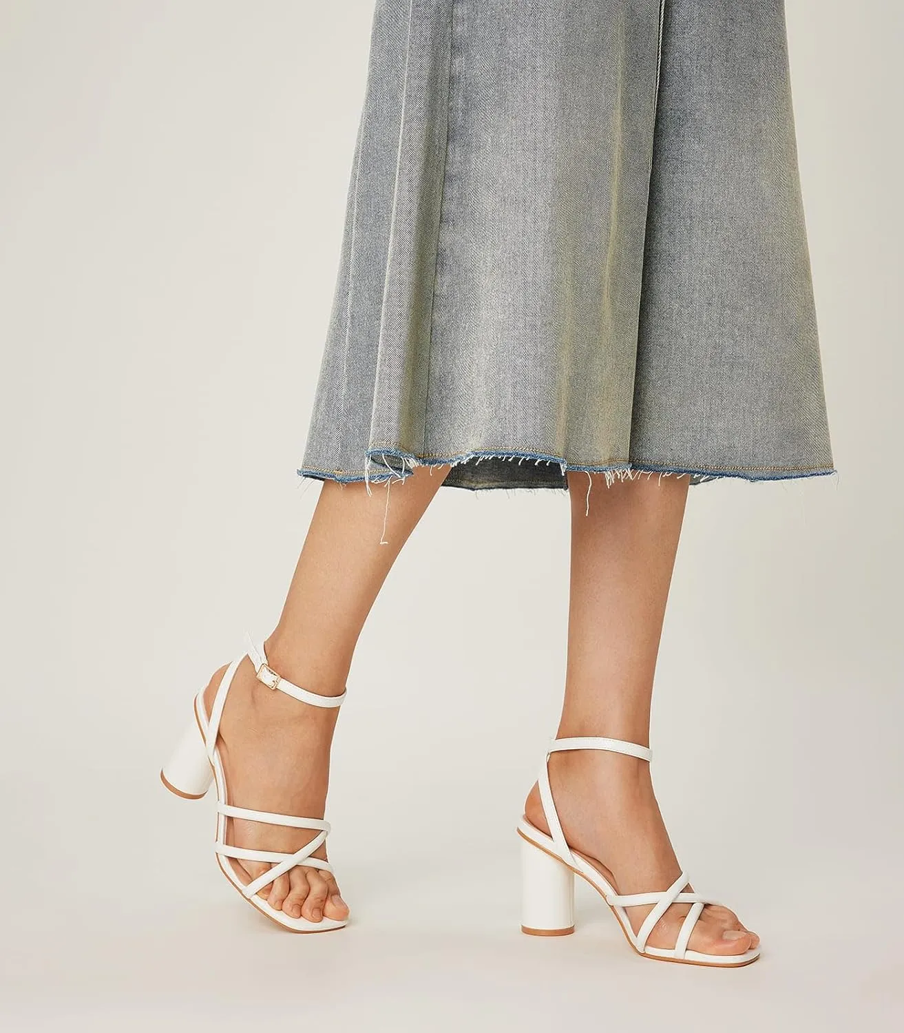 Arromic Women's Heeled Sandals - Chunky Block Heels, Strappy Square Open Toe Ankle Strap Dressy Party Wedding Prom Sandals for Women