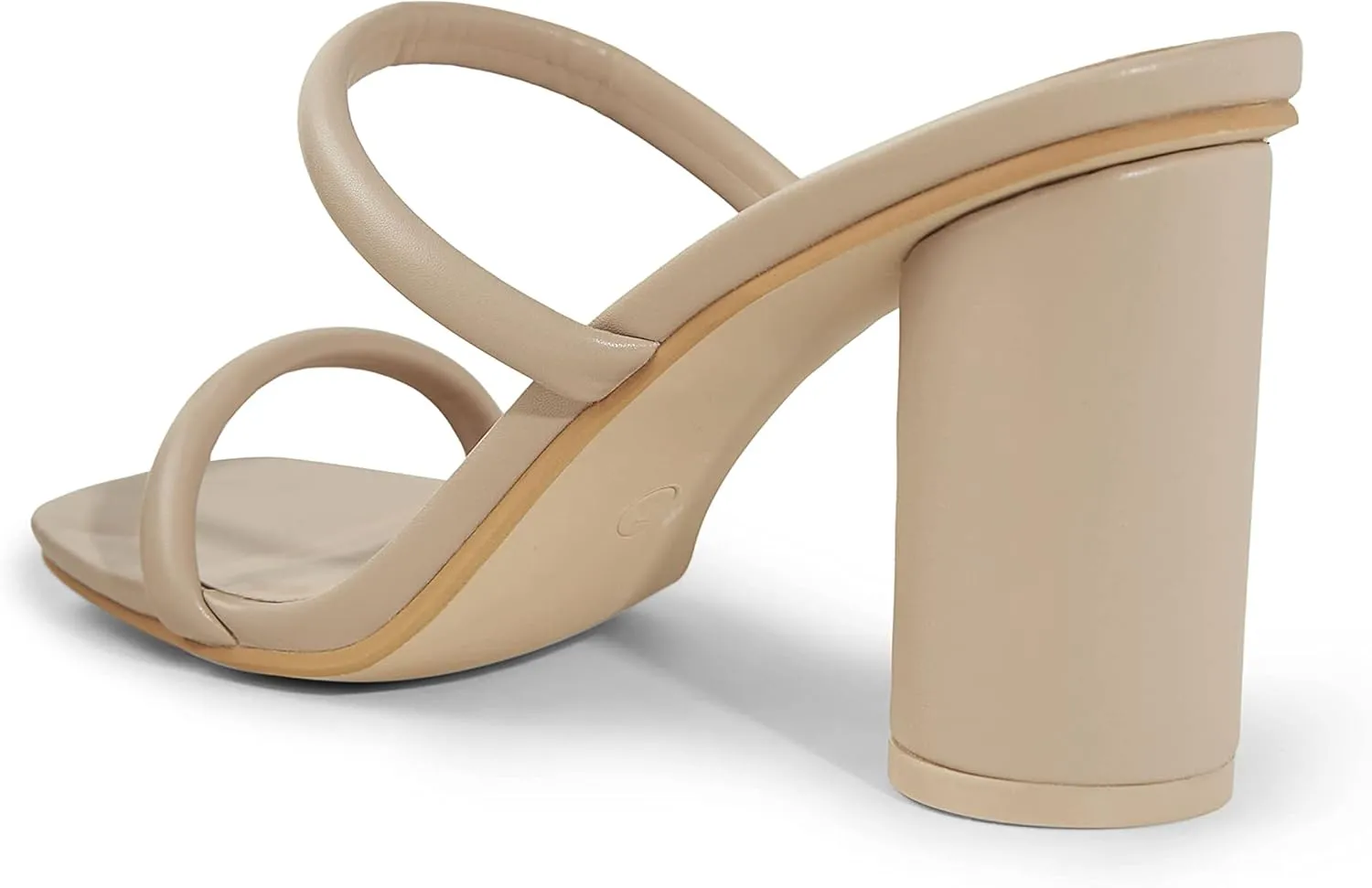 Arromic Women's Heeled Sandals Square Toe Two Strap Block Heels for Women Comfortable Strappy Heels Slip on Heeled Sandals for Women Dressy