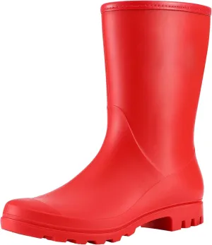 Asgard Women's Mid Calf Rain Boots Waterproof Garden Shoes Slip on Rubber Boots