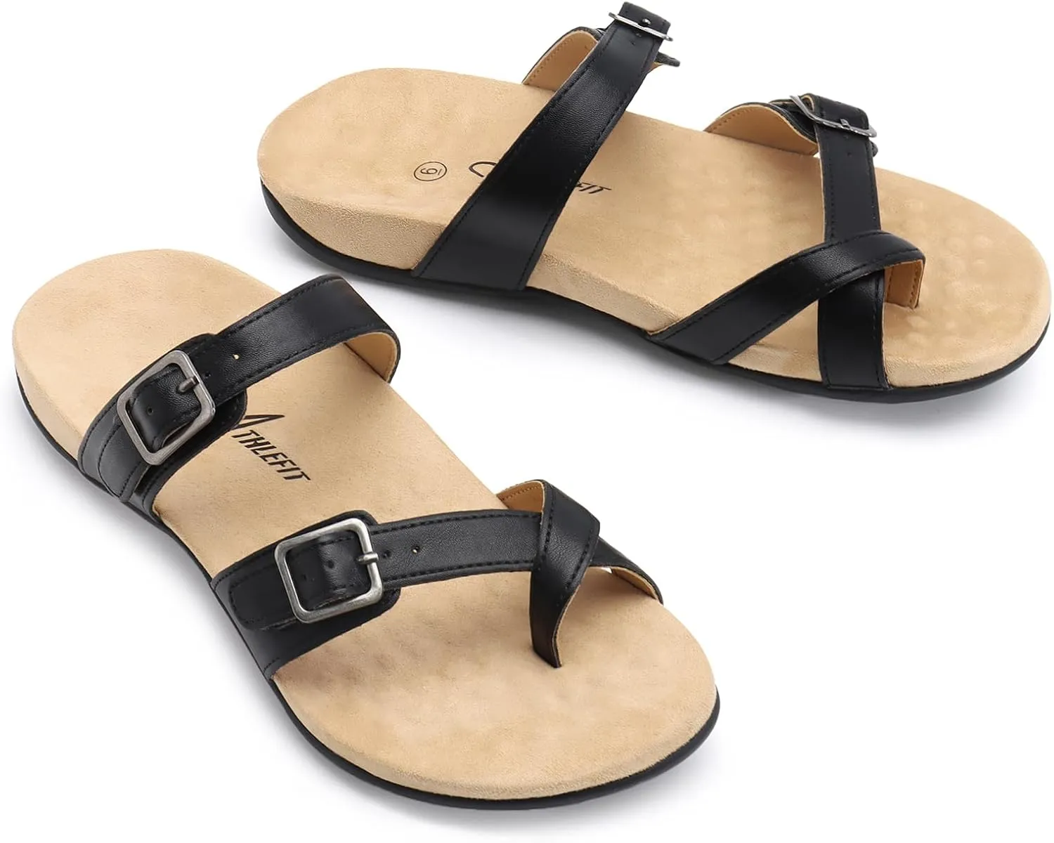 Athlefit Orthopedic Sandals for Women with Arch Support Adjustable Comfort Walking Orthotic Flip Flops