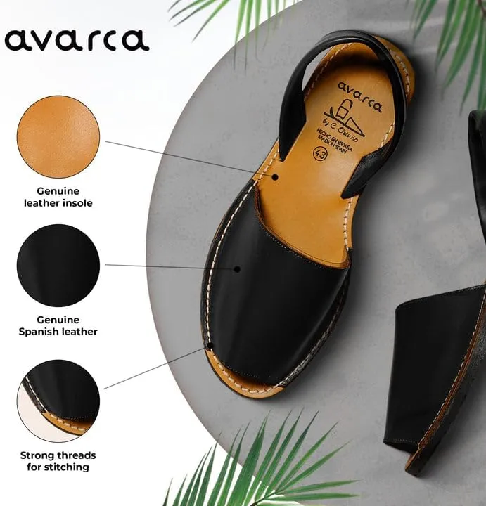 Avarca® Sandals for Men, Handmade Leather, Walking - Exclusively Made in Spain - Light weight, Casual, Minimalist, Outdoor, New Comfort Mens Slide Sandals, 100% Spanish Natural Genuine Leather,