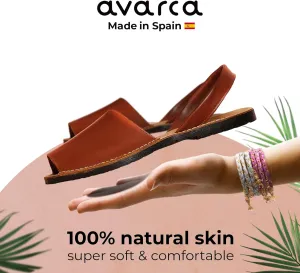 Avarca® Sandals for Men, Handmade Leather, Walking - Exclusively Made in Spain - Light weight, Casual, Minimalist, Outdoor, New Comfort Mens Slide Sandals, 100% Spanish Natural Genuine Leather,