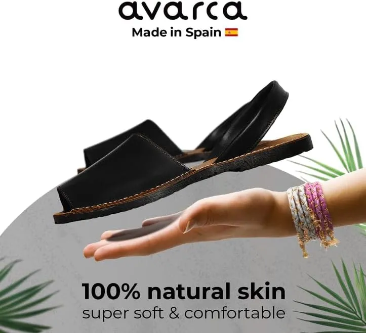 Avarca® Sandals for Men, Handmade Leather, Walking - Exclusively Made in Spain - Light weight, Casual, Minimalist, Outdoor, New Comfort Mens Slide Sandals, 100% Spanish Natural Genuine Leather,
