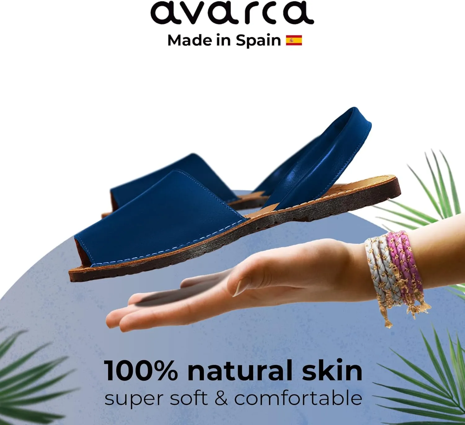 Avarca® Sandals for Men, Handmade Leather, Walking - Exclusively Made in Spain - Light weight, Casual, Minimalist, Outdoor, New Comfort Mens Slide Sandals, 100% Spanish Natural Genuine Leather,