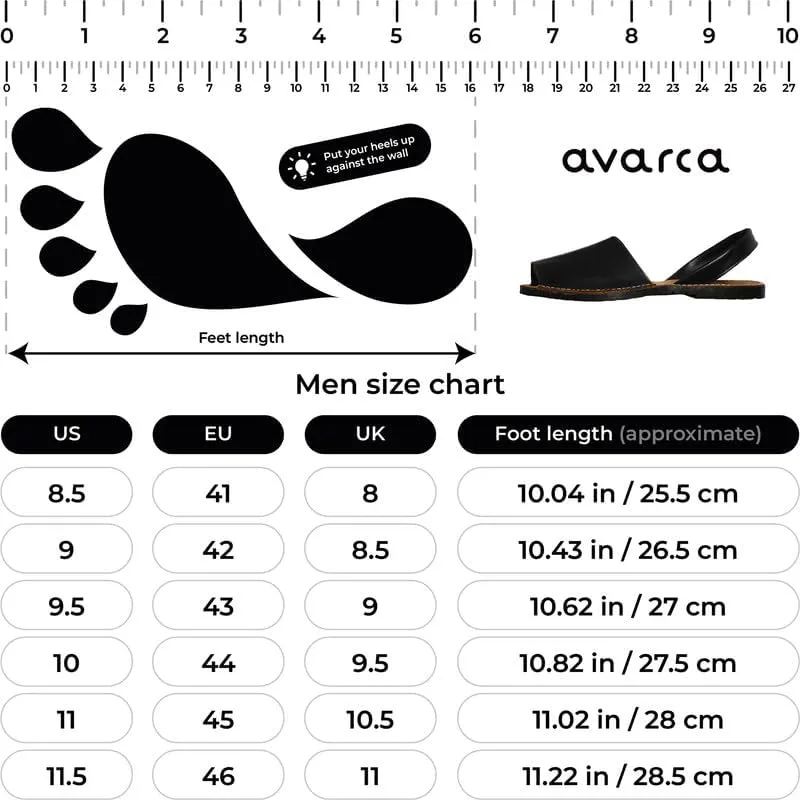 Avarca® Sandals for Men, Handmade Leather, Walking - Exclusively Made in Spain - Light weight, Casual, Minimalist, Outdoor, New Comfort Mens Slide Sandals, 100% Spanish Natural Genuine Leather,