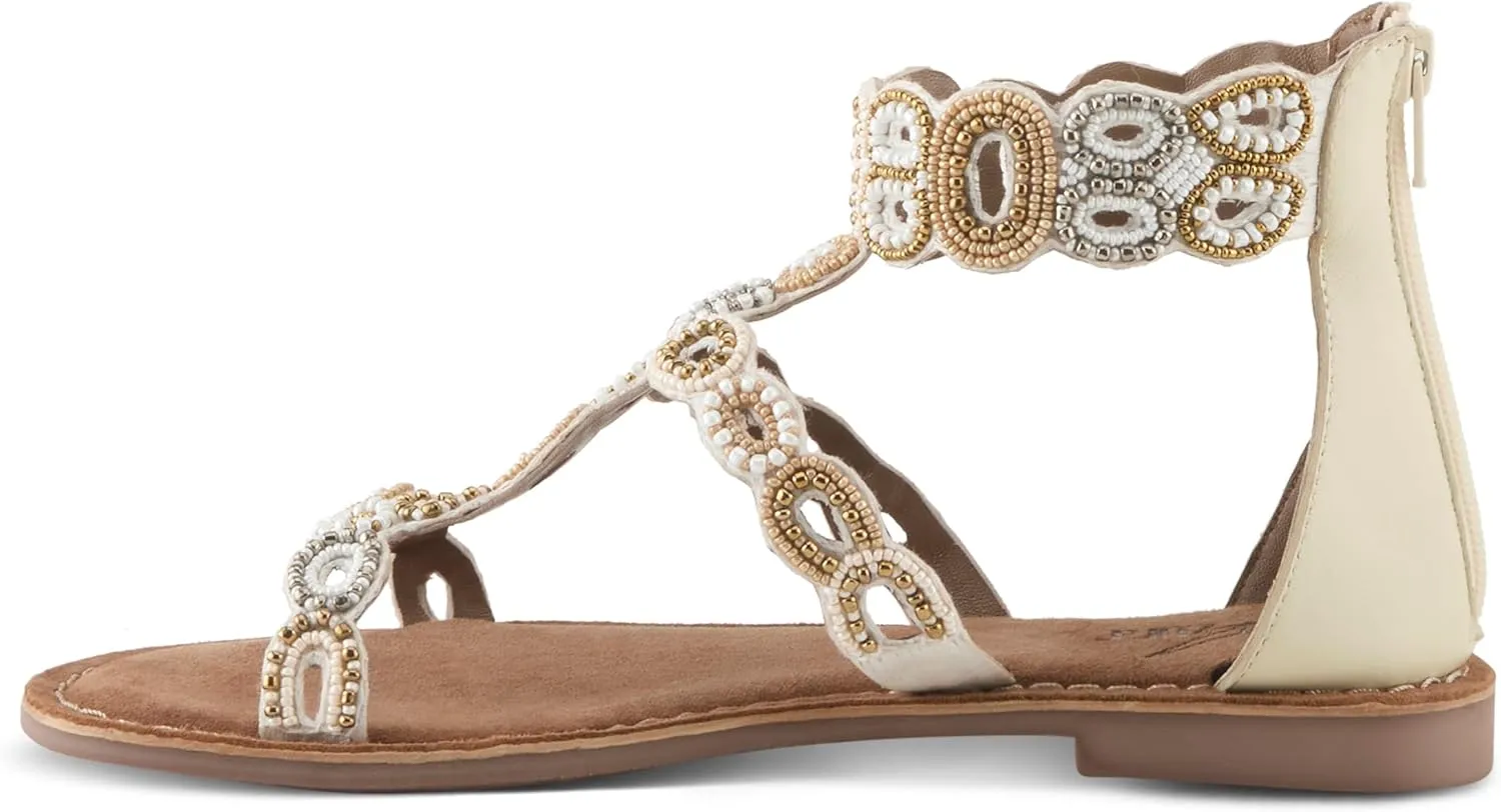 Azura Women's INERTIA Zipper Gladiator Sandals – Beaded Open Toe, Suede Footbed, Made in India