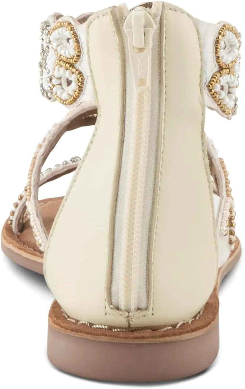 Azura Women's INERTIA Zipper Gladiator Sandals – Beaded Open Toe, Suede Footbed, Made in India