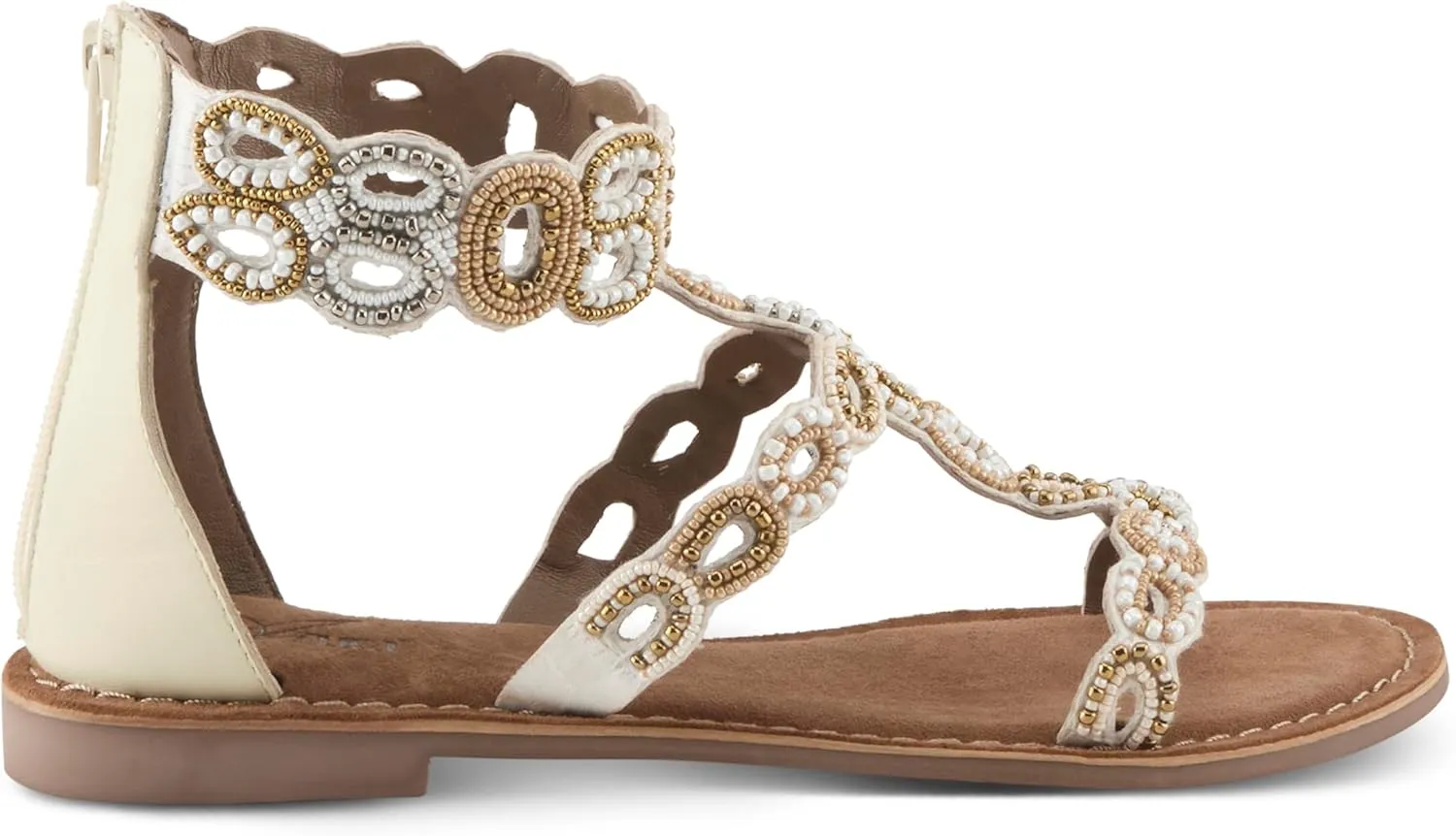 Azura Women's INERTIA Zipper Gladiator Sandals – Beaded Open Toe, Suede Footbed, Made in India
